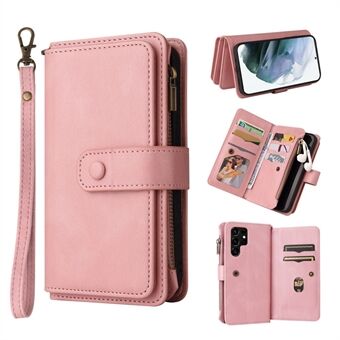 KT Monitoiminen Series-2 Wallet Design PU-nahkainen 15 korttipaikkaa TPU-puhelimen suojakuori Samsung Galaxy S22 Ultra 5G:lle