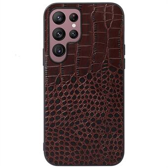 Samsung Galaxy S22 Ultra 5G:lle aito lehmännahkainen nahkapäällysteinen puhelinkotelo Crocodile Texture Scratch PC + TPU-kuori