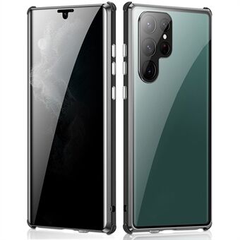 Samsung Galaxy S22 Ultra 5G Anti Peeping -turvasolki -puhelinkotelo, kaksipuolinen suojaus karkaistu lasi + metallipuskurin kehys Magneettinen adsorptiokotelo