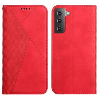 Hyvin suojattu Rhombus Skin-Touch Stand Design Automaattisesti imeytyvä nahkainen puhelimen suojakuori Samsung Galaxy S22 5G:lle