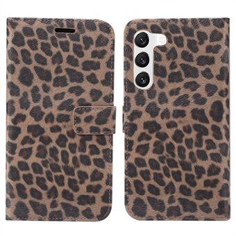 Samsung Galaxy S22 5G:lle Tyylikäs Leopard Texture Nahkakotelo Teline Stand Design Puhelimen suojakuori