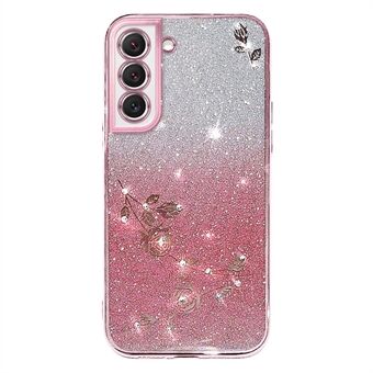 Rhinestone Design-älypuhelinkotelo Samsung Galaxy S22 5G:lle, Scratch kukkakuvioinen sisustus Glitter Powder Gradient Color TPU puhelimen suojus