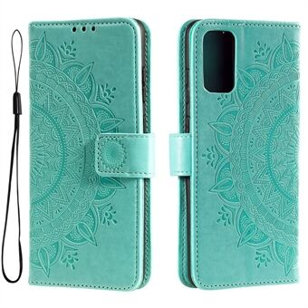 Samsung Galaxy A33 5G:lle painettu Mandala Flower PU-nahkainen puhelinkotelo Stand Design Flip Cover hihnalla