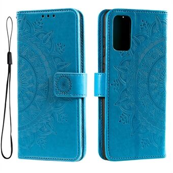 Samsung Galaxy A33 5G:lle painettu Mandala Flower PU-nahkainen puhelinkotelo Stand Design Flip Cover hihnalla