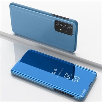 Samsung Galaxy A33 5G Mirror Flip Case PU-nahkainen Stand Smart View Window Business puhelimen suojus