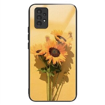 Samsung Galaxy A33 5G TPU + karkaistu lasi auringonkukkakuviotulostus puhelinkuorelle pudotuksenkestävä takakansi