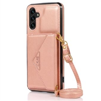 Samsung Galaxy A33 5G Kickstand PU-nahkapäällysteiselle TPU-kotelolle korttipidikkeeseen Suojaava puhelimen suojus olkahihnalla