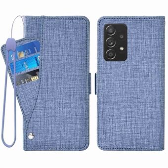 Samsung Galaxy A33 5G Jean Cloth Texture PU-nahkainen Stand Teline Magneettinen lukkopuhelinkotelo pyörivällä korttipaikalla