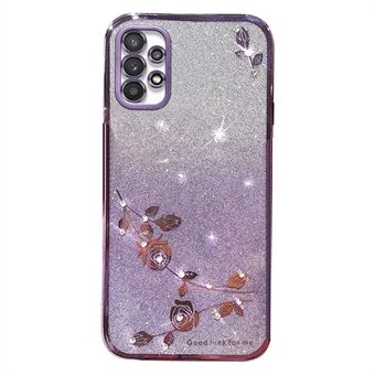 Slim Fit puhelinkuori tekojalokivikoristeella Samsung Galaxy A33 5G:lle, Gradient Glitter Powder Flower TPU -kuori