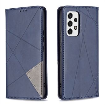 Täysin kääritty Rhombus kaltainen painettu magneettinen sulkukorttipaikka Design nahkainen puhelinkuori Stand Samsung Galaxy A53 5G:lle