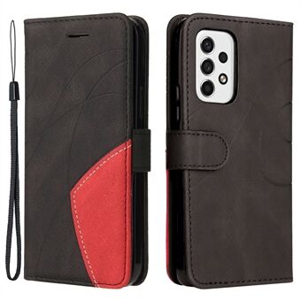 KT Leather Series-1 Kaksivärinen jatkos PU-nahkainen suojakotelo Stand Matkapuhelimen suojus käsihihnalla Samsung Galaxy A53 5G:lle