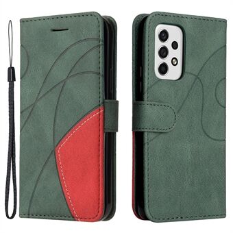 KT Leather Series-1 Kaksivärinen liitos PU-nahkainen suojakotelo Stand Matkapuhelimen suojus käsihihnalla Samsung Galaxy A53 5G:lle