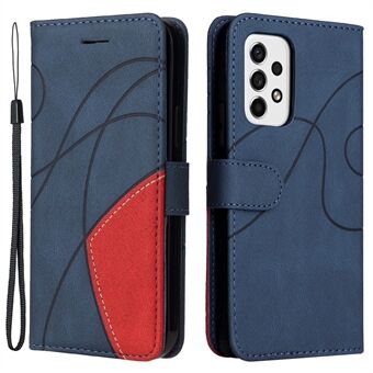 KT Leather Series-1 Kaksivärinen liitos PU-nahkainen suojakotelo Stand Matkapuhelimen suojus käsihihnalla Samsung Galaxy A53 5G:lle