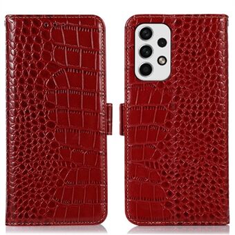 Samsung Galaxy A53 5G Crocodile Texture RFID-esto aito lehmännahkainen lompakko puhelimen kansi, Stand magneettinen Flip Folio suojakuori