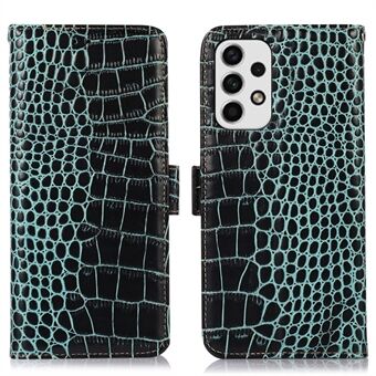 Samsung Galaxy A53 5G Crocodile Texture RFID-esto aito lehmännahkainen lompakko puhelimen kansi, Stand magneettinen Flip Folio suojakuori