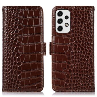 Samsung Galaxy A53 5G Crocodile Texture RFID-esto aito lehmännahkainen lompakko puhelimen kansi, Stand magneettinen Flip Folio suojakuori