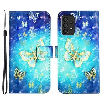 Samsung Galaxy A53 5G YB kuviotulostus Nahka Series-2 3D Creative Pattern Case Light Spot Decor PU-nahkainen teline Stand lompakkosuoja hihnalla