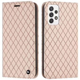 Samsung Galaxy A53 5G Suojakuorelle Kohokuvioitu Rhombus Folio Flip Cover ja Lompakko Litchi Texture PU-nahkainen Stand RFID-estopuhelinkotelo