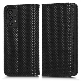 Samsung Galaxy A53 5G Grid Texture PU-nahkainen Stand lompakkokotelo Magneettinen automaattisesti imeytyvä folio-käännettävä puhelimen kansi