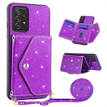 Samsung Galaxy A53 5G korttitelineen puhelinkotelolle Kickstand PU-nahkapäällysteinen TPU glitter -puhelimen suojus