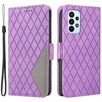 Samsung Galaxy A53 5G Color Splicing Case Rhombus Painettu nahkainen Stand puhelimen kansi