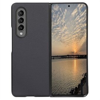 Samsung Galaxy Z Fold4 5G Litchi Texture -puhelinkotelolle aitoa nahkaa päällystetty TPU + PC-suojaus takakuori