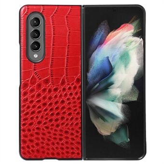 Samsung Galaxy Z Fold4 5G Hyvin suojaavaan puhelinkoteloon Crocodile Texture -kameran linssisuojaus aito lehmännahkainen nahkapäällysteinen PC+TPU-matkapuhelimen suojus