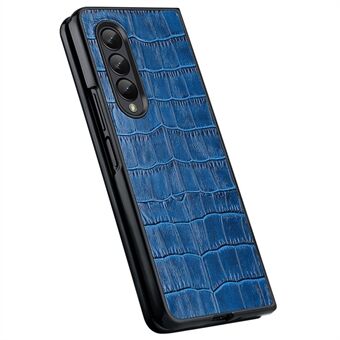 Samsung Galaxy Z Fold4 5G Iskunkestävälle Crocodile Texture -puhelimen suojakuorelle aitoa nahkaa lehmännahkaa päällystetty PC-puhelinkotelo