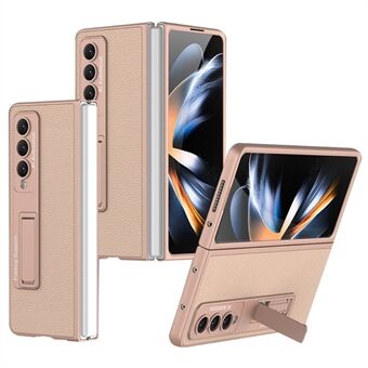 GKK Samsung Galaxy Z Fold4 5G Ultra-ohut Nahkapäällysteinen PC Cover Kickstand Taitettava puhelinkotelo (ilman näytönsuojaa)