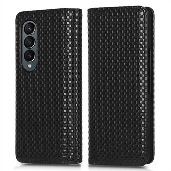 Samsung Galaxy Z Fold4 5G Grid Texture PU-nahkainen puhelimen suojus taitettava Stand automaattisesti sulkeutuva magneettikotelo