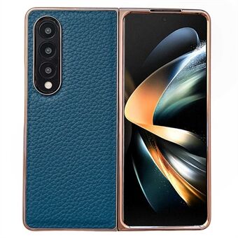 Samsung Galaxy Z Fold4 5G Star -sarjan iskunkestävälle puhelinkuorelle PU-nahkapäällysteinen kova PC Nano galvanoitu kuori