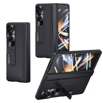 Samsung Galaxy Z Fold4 5G kumisoidulle PC-suojuksen sivusaranan tukijalustalle taitettava puhelinkotelo karkaistulla lasilla näytönsuojalla