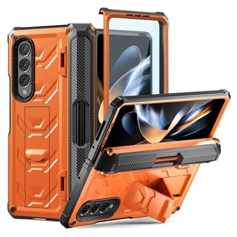 Samsung Galaxy Z Fold4 5G SM-F936B Rugged Series Kickstand Iskunkestävä puhelinkotelo TPU + PC Hybridi suojus kynäpidikkeen saranalla