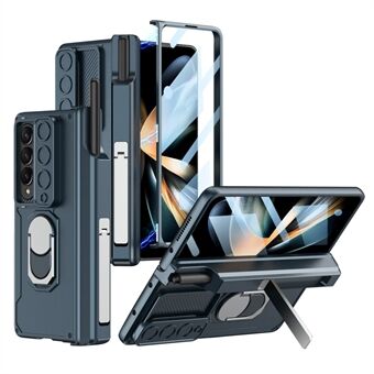 GKK Samsung Galaxy Z Fold4 5G saranasuojalle Kova PC-kotelo Ring Kickstand-puhelimen suojus, jossa on liukukameran linssin suojus ja karkaistu lasikalvo