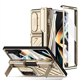 Samsung Galaxy Z Fold4 5G Kickstand PC-puhelinkotelolle Liukukameran suojaus Pudotuksenkestävä suojus karkaistulla lasikalvolla / kynällä