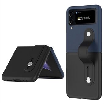 Samsung Galaxy Z Flip4 5G PU -nahkapäällysteiselle PC-puhelinkotelolle Rannehihna Kickstand Design Kontrastivärinen kansi