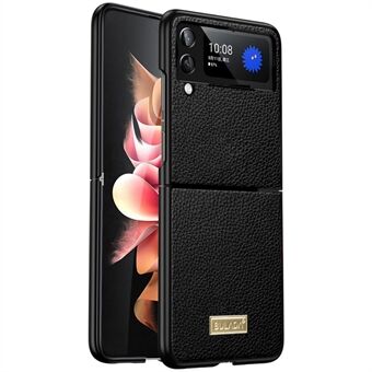 SULADA Luxury-Series suojaava takakuori Samsung Galaxy Z Flip4 5G:lle, Litchi Texture PU Nahkapinnoite PC Taitettava puhelinkotelo