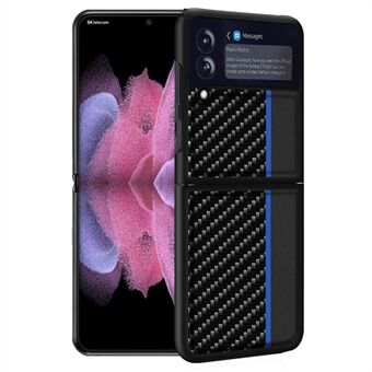 Samsung Galaxy Z Flip4 5G hiilikuitutekstuuriliitos putoamisen estävä nahka + PC-matkapuhelinkotelo