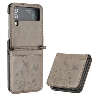 Samsung Galaxy Z Flip4 5G PU-nahka painatus Flower Butterflies -puhelimen suojakuorelle pudotusta estävä suojakotelo