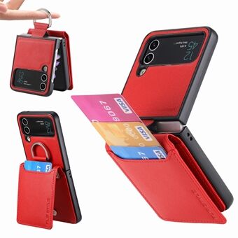 Samsung Galaxy Z Flip4 5G korttipidike Kickstand Case PU-nahkapäällysteinen PC-puhelimen kansi sisäänrakennetulla metallilevyllä