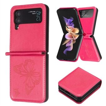 Samsung Galaxy Z Flip4 5G:lle painettu Butterfly-puhelinkotelo, PU-nahka + PC Slim Fit -suojus