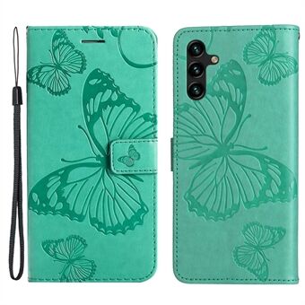 KT Imprinting Flower Series-2 Samsung Galaxy A14 5G Scratch PU-nahkaiselle puhelimen suojukselle painettu perhoskuvioinen Stand lompakkokotelo