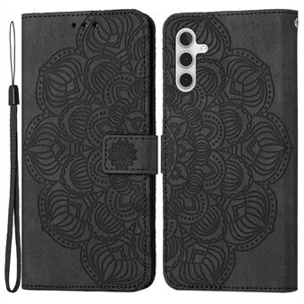 Samsung Galaxy A14 5G lompakkokotelolle painettu Mandala Flower PU-nahka pehmeä TPU Folio Flip Cover hihnalla