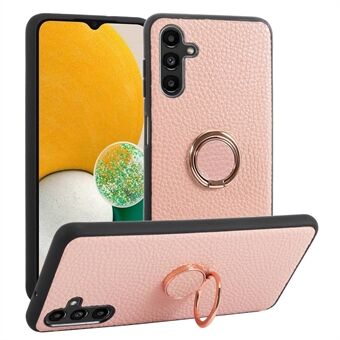 Samsung Galaxy A14 5G Litchi Texture -matkapuhelinkotelolle Kickstand Ring Pudotus- ja Scratch puhelimen takakuori