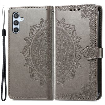 Samsung Galaxy A14 5G / A14 4G kohokuvioidulle Mandala-kuvioiselle puhelimen Stand Täysin kääritty PU-nahkainen lompakon suojus hihnalla