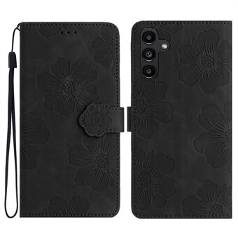 Samsung Galaxy A14 5G Flowers Pattern iskunkestävälle puhelinkuorelle PU-nahkainen lompakon suojus Stand