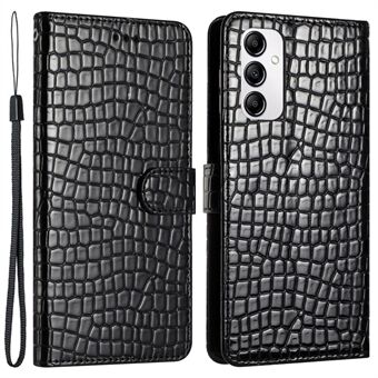 Stand suojus Samsung Galaxy A14 4G / 5G Crocodile Texture PU-nahkaiselle puhelimen lompakkokotelolle käsihihnalla