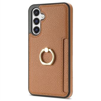 Samsung Galaxy A14 5G / A14 4G Ring Kickstand Card Holder -suojakuori PU-nahkaverhoiltuun TPU-puhelinkoteloon.