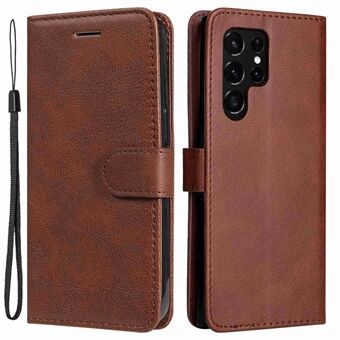 Samsung Galaxy S23 Ultra KT Leather Series-2 Stand Feature Flip Case Yksivärinen PU-nahkainen lompakko Puhelimen kansi hihnalla