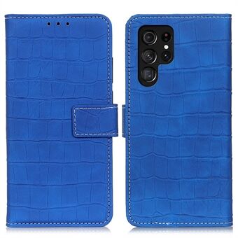 Samsung Galaxy S23 Ultra Crocodile Texture PU-nahalle magneettilukkosuojus Stand Folio Flip Phone Case